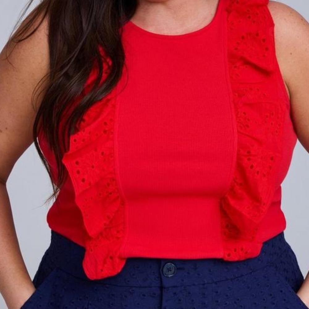 Torrid Red Ruffled Tank Top